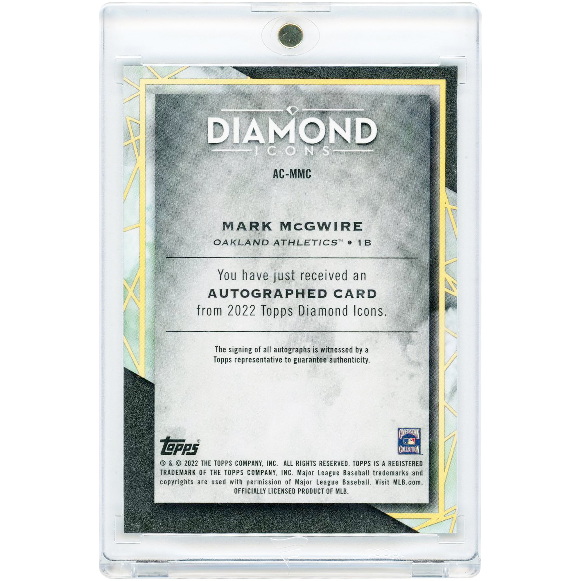 Mark McGwire Oakland Athletics Autographed 2022 Topps Diamond Icons #AC-MMC #8/25 Card