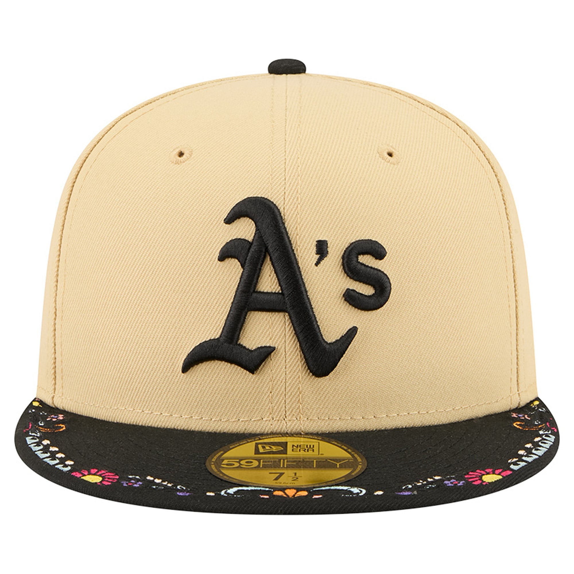 Men's New Era Light Beige Oakland Athletics Two-Tone Embroidered Visor 59FIFTY Fitted Hat