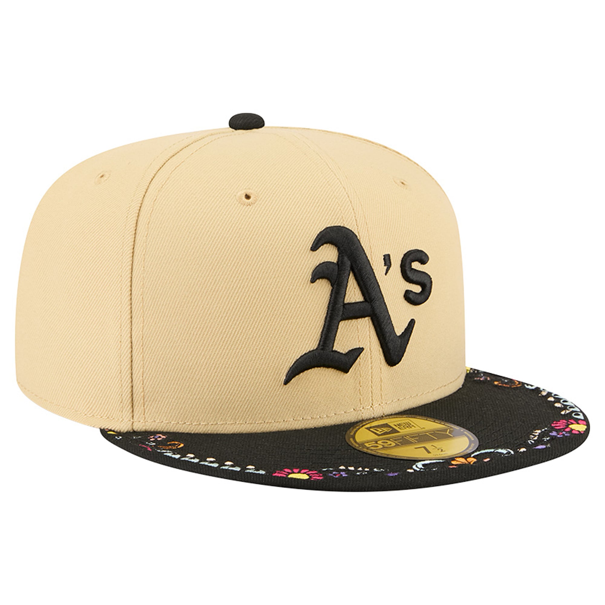 Men's New Era Light Beige Oakland Athletics Two-Tone Embroidered Visor 59FIFTY Fitted Hat