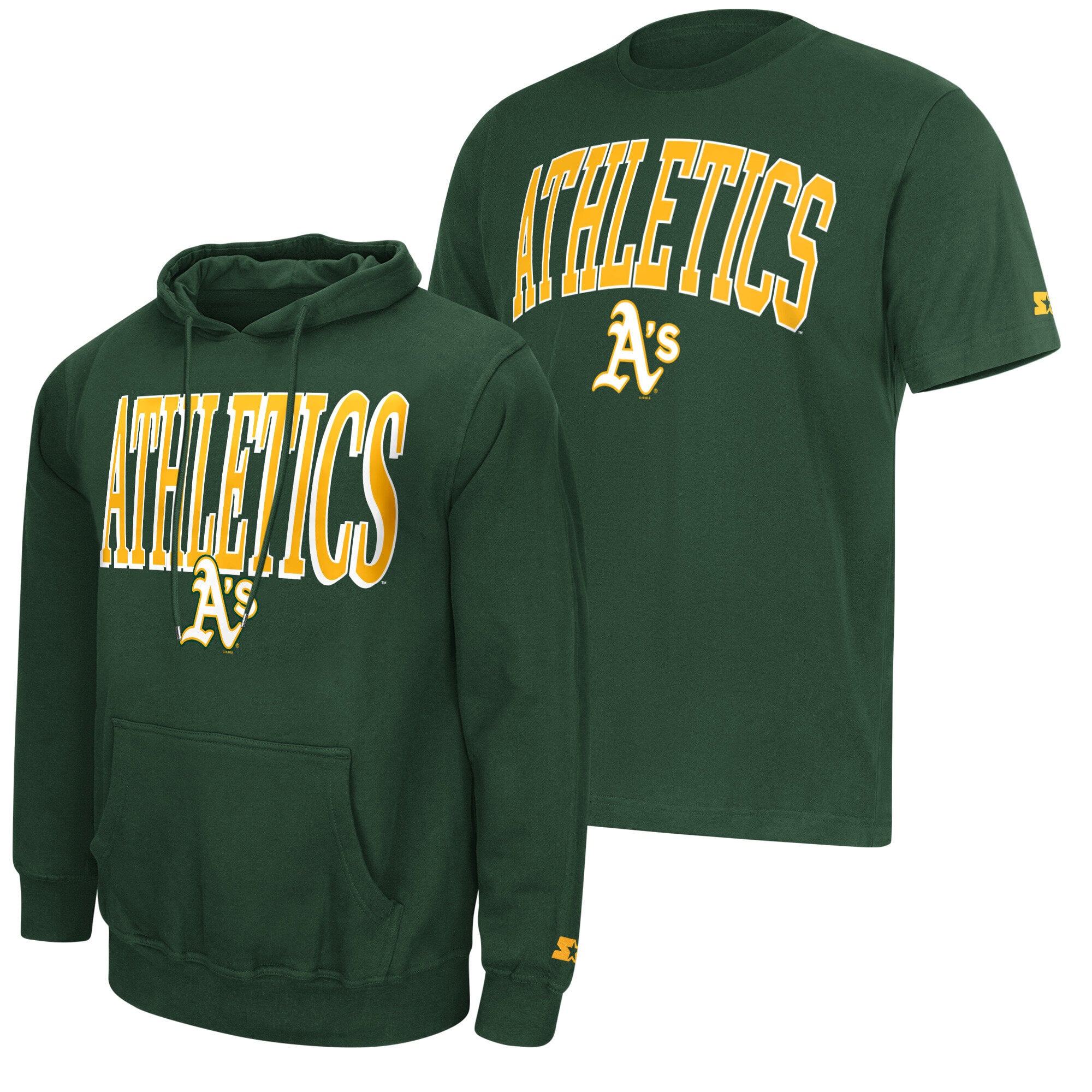 Ensemble sweat à capuche et t-shirt Starter Green Oakland Athletics Cooperstown Collection pour homme