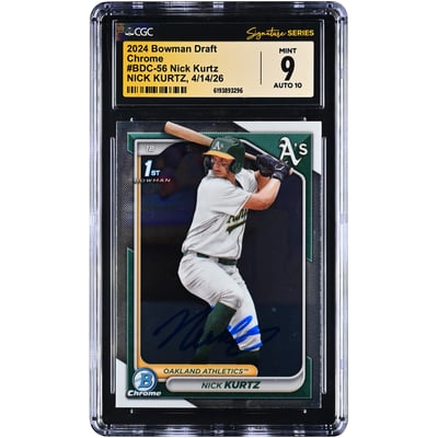 Nick Kurtz Oakland Athletics Autographed 2024 Bowman Draft Chrome #BDC-56 CGC Fanatics Witnessed Authenticated 9/10 Card