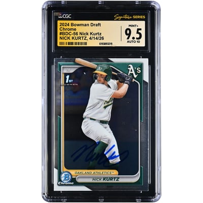 Nick Kurtz Oakland Athletics Autographed 2024 Bowman Draft Chrome #BDC-56 CGC Fanatics Witnessed Authenticated 9.5/10 Card