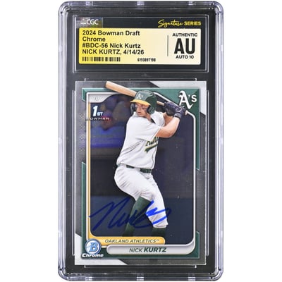 Nick Kurtz Oakland Athletics Autographed 2024 Bowman Draft Chrome #BDC-56 CGC Fanatics Witnessed Authenticated AUTO 10 Card