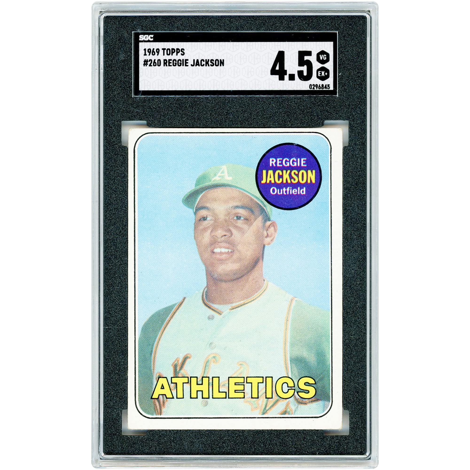 Carte de recrue Reggie Jackson Oakland Athletics 1969 Topps n° 260 authentifiée SGC, note 4,5