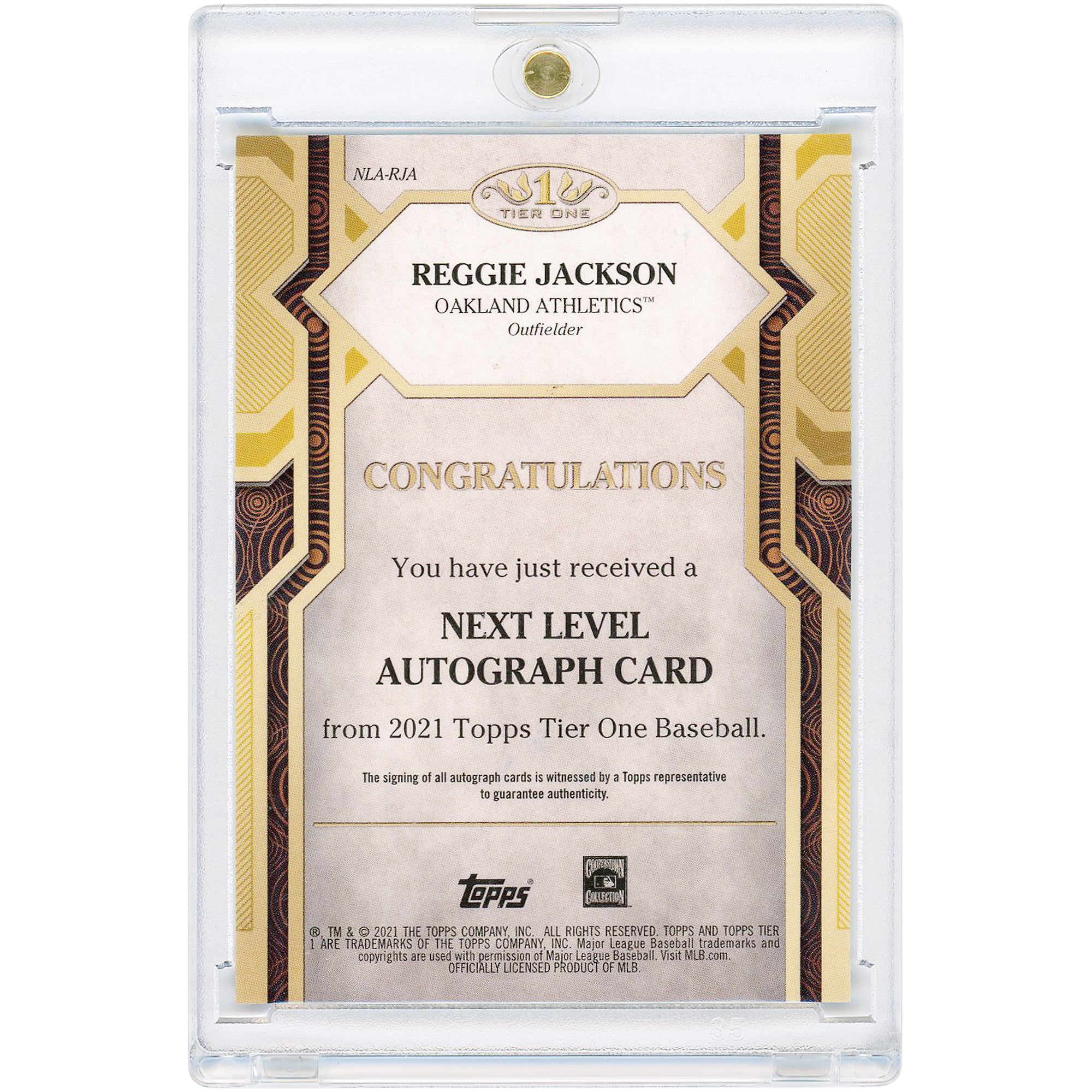Carte autographiée de Reggie Jackson (Oakland Athletics) 2021 Topps Tier One Next Level #NLA-RJA #37/50