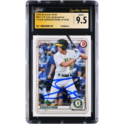 Tyler Soderstrom Oakland Athletics Autographed 2020 Bowman Draft #BD-119 CGC Fanatics Witnessed Authenticated MINT+ 9.5 Card