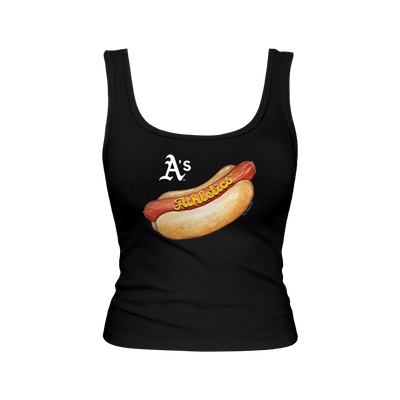 Oakland Athletics Tiny Turnip Women's Emmy Hot Dog Tri-Blend Tank Top - Black