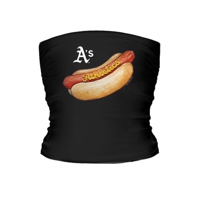 Oakland Athletics Tiny Turnip Women's Hot Dog Tube Top - Black