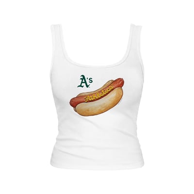 Oakland Athletics Tiny Turnip Women's Emmy Hot Dog Tri-Blend Tank Top - White