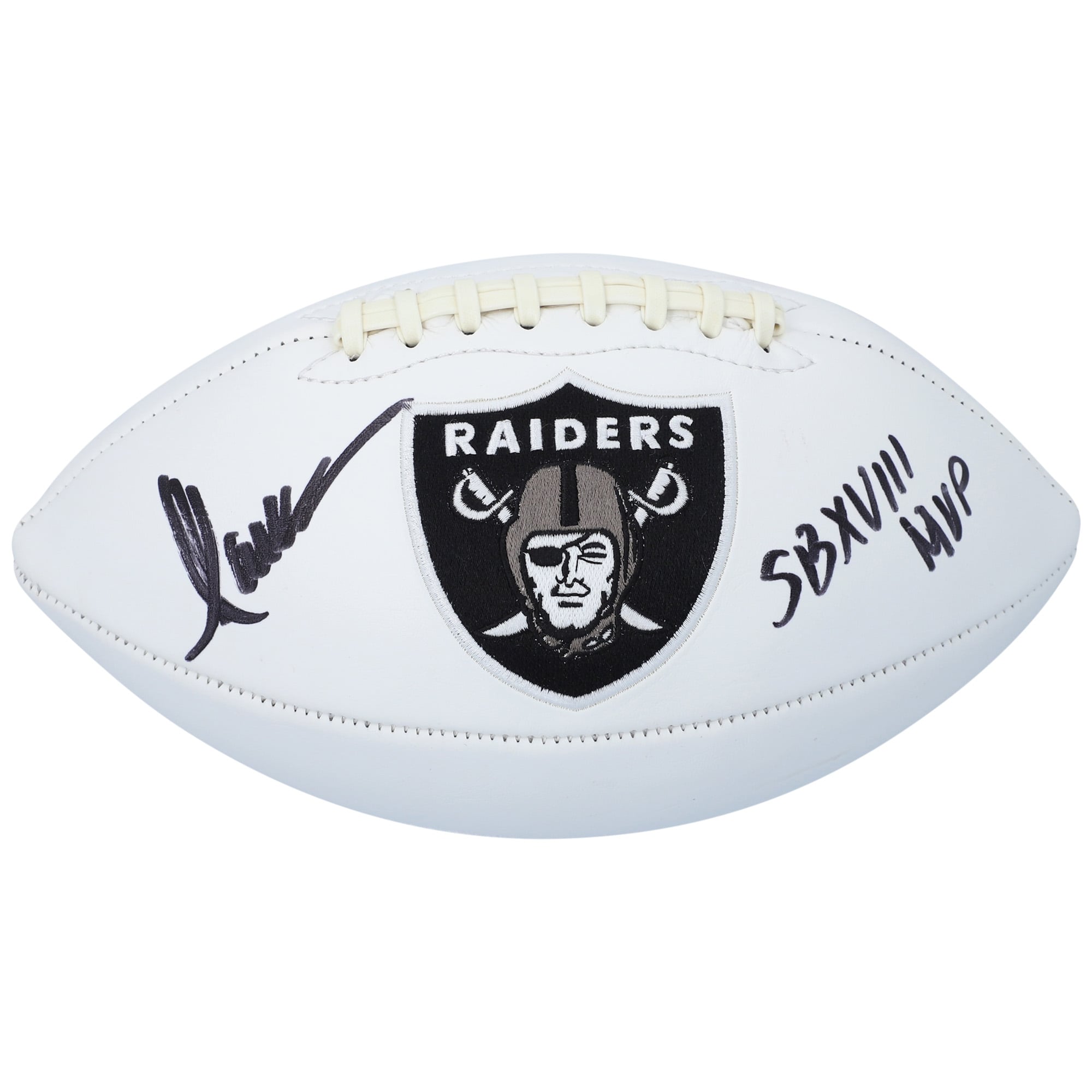 Marcus Allen Oakland Raiders Autographed White Panel Football with "SB XVIII MVP" Inscription