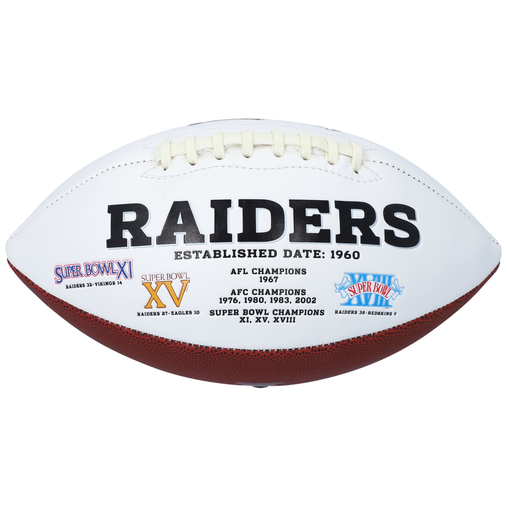 Marcus Allen Oakland Raiders Autographed White Panel Football with "SB XVIII MVP" Inscription