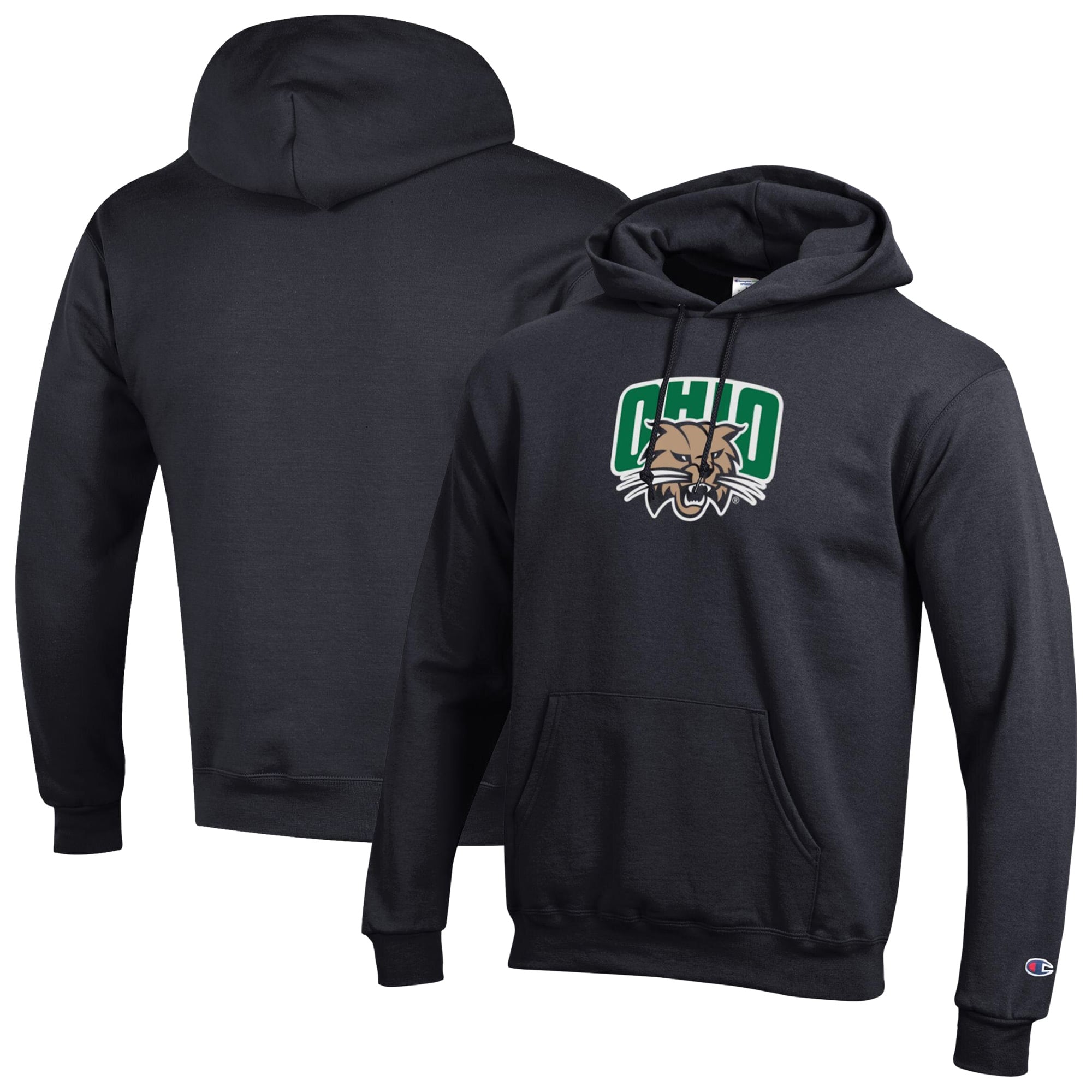 Sweat à capuche Champion noir Ohio Bobcats Powerblend pour homme
