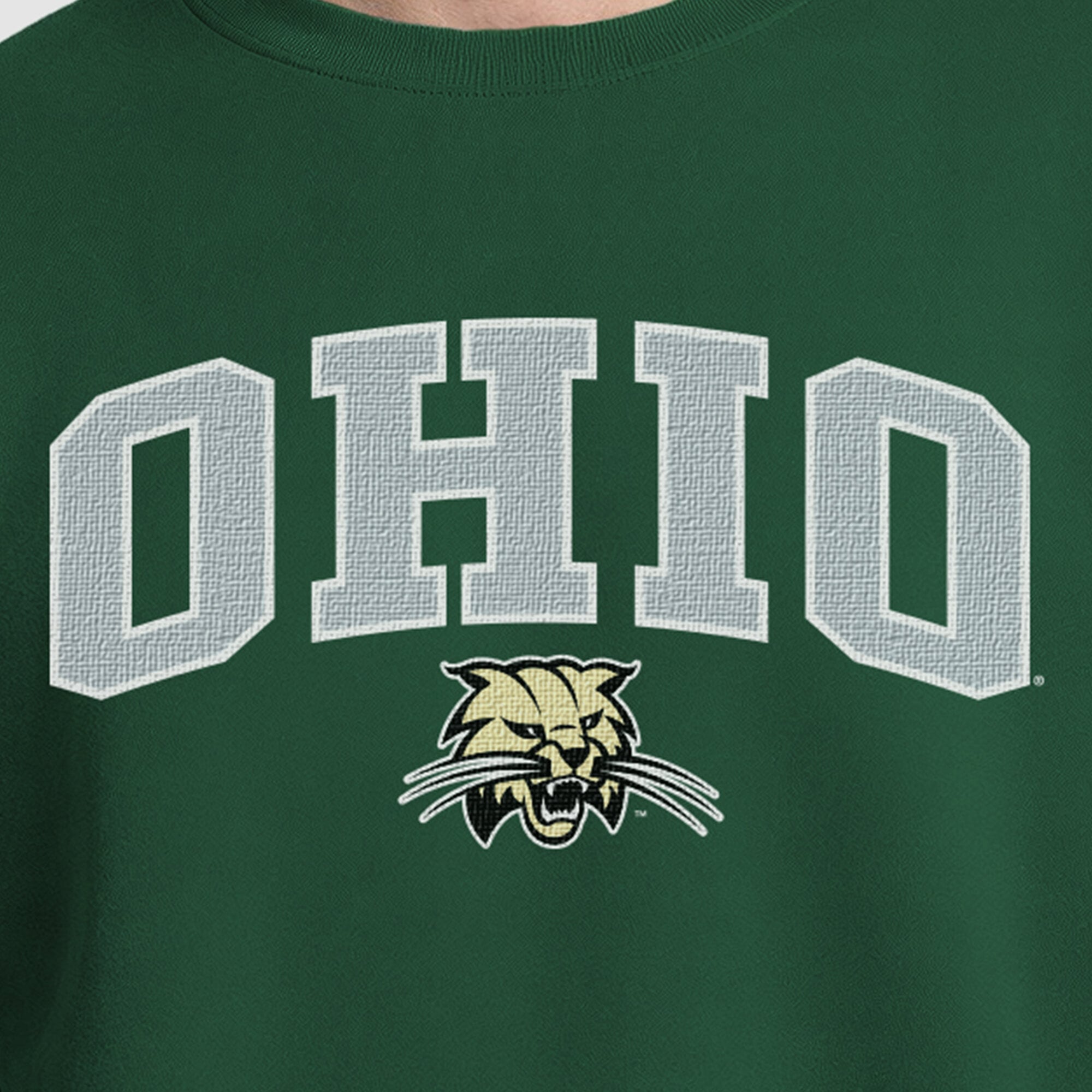 Men's Champion  Green Ohio Bobcats Contrast Sweatshirt