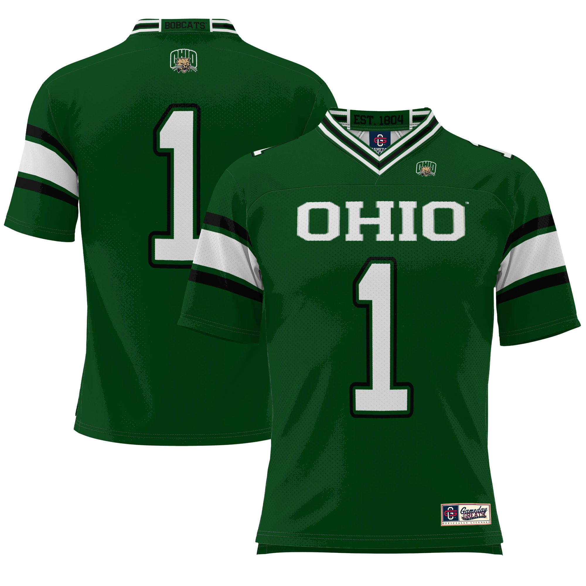 Men's GameDay Greats #1 Green Ohio Bobcats Endzone Football Jersey