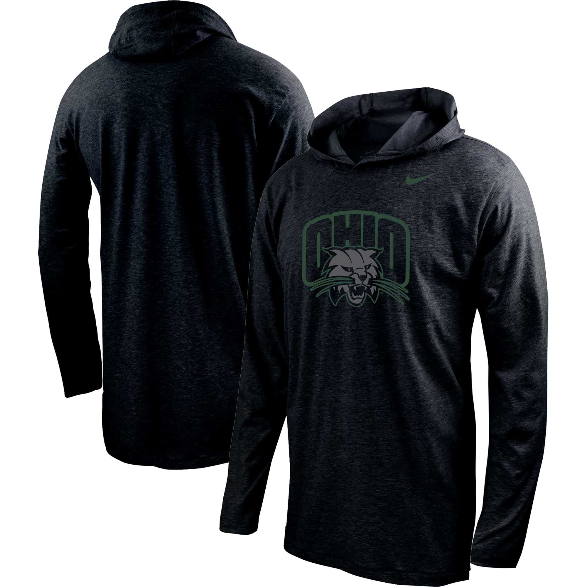 Men's Nike Black Ohio Bobcats Color Pop Performance Hoodie Long Sleeve T-Shirt
