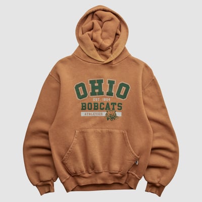 Ohio Bobcats Champion 2000s Hooded Pullover Sweatshirt - Clay - XXS by Fanatics Real Vintage
