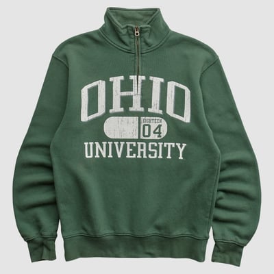 Ohio Bobcats Jansport 2000s 1/2 Zip Sweatshirt - Green - XS by Fanatics Real Vintage