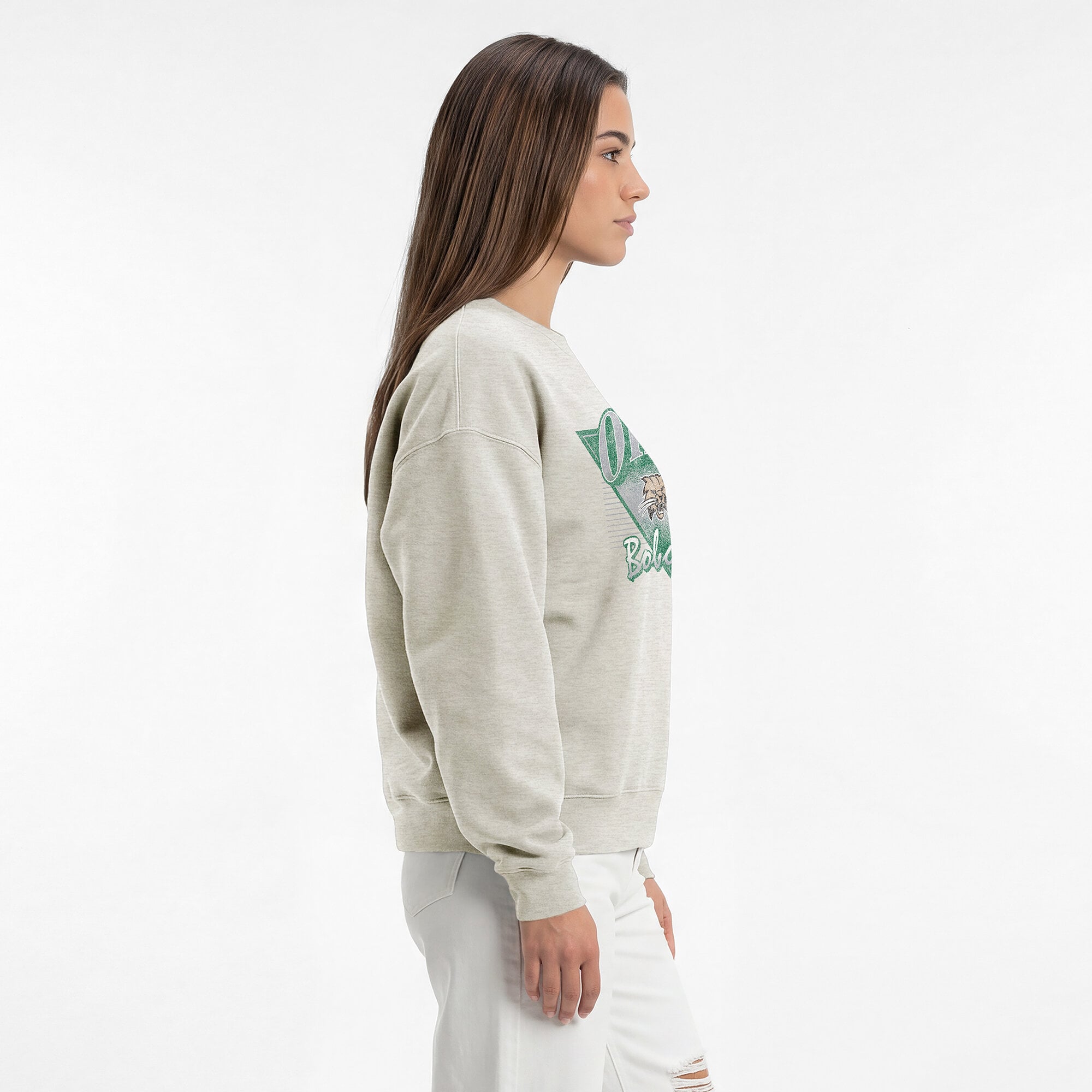 Women's Champion  Oatmeal Ohio Bobcats All-Star Weave Sweatshirt