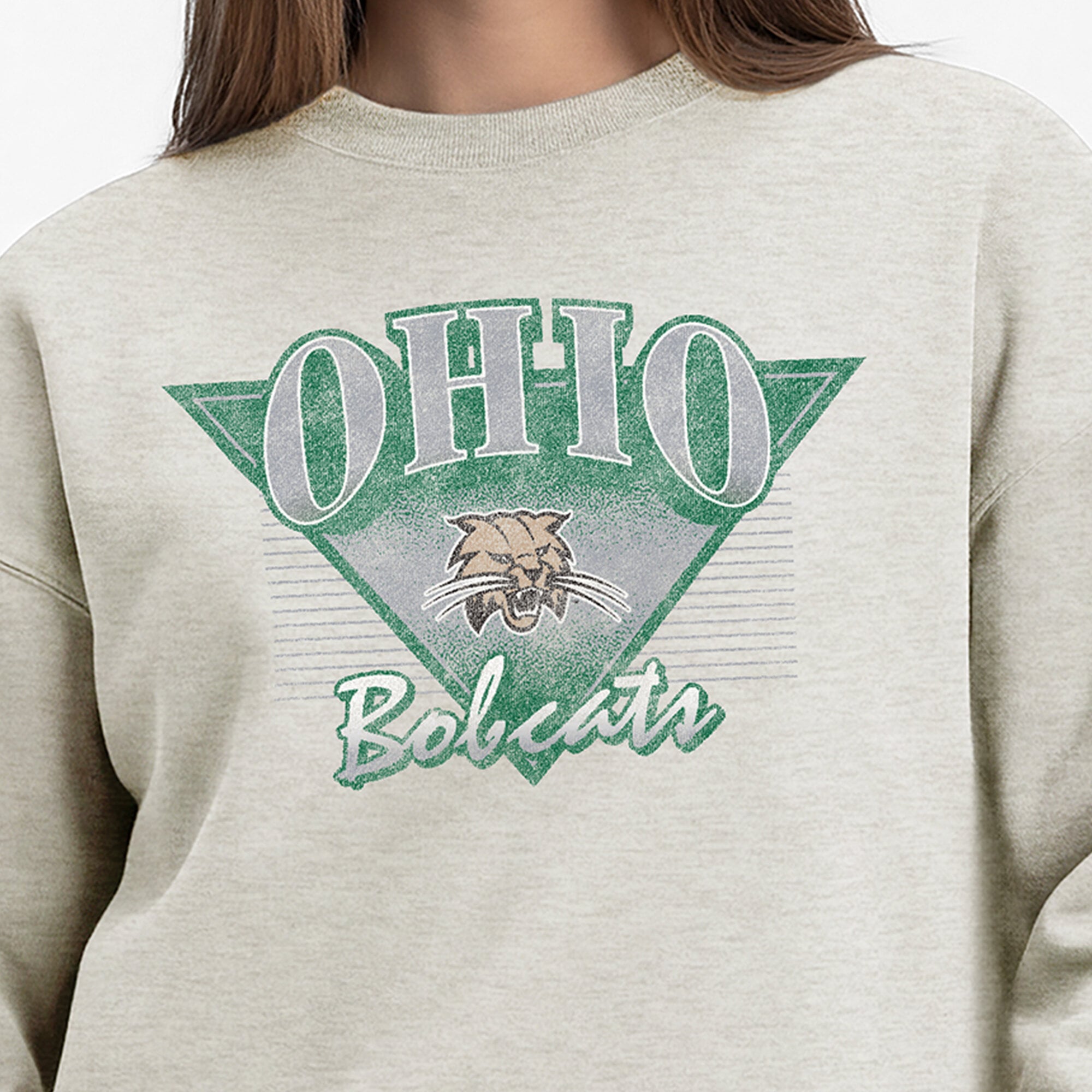 Women's Champion  Oatmeal Ohio Bobcats All-Star Weave Sweatshirt