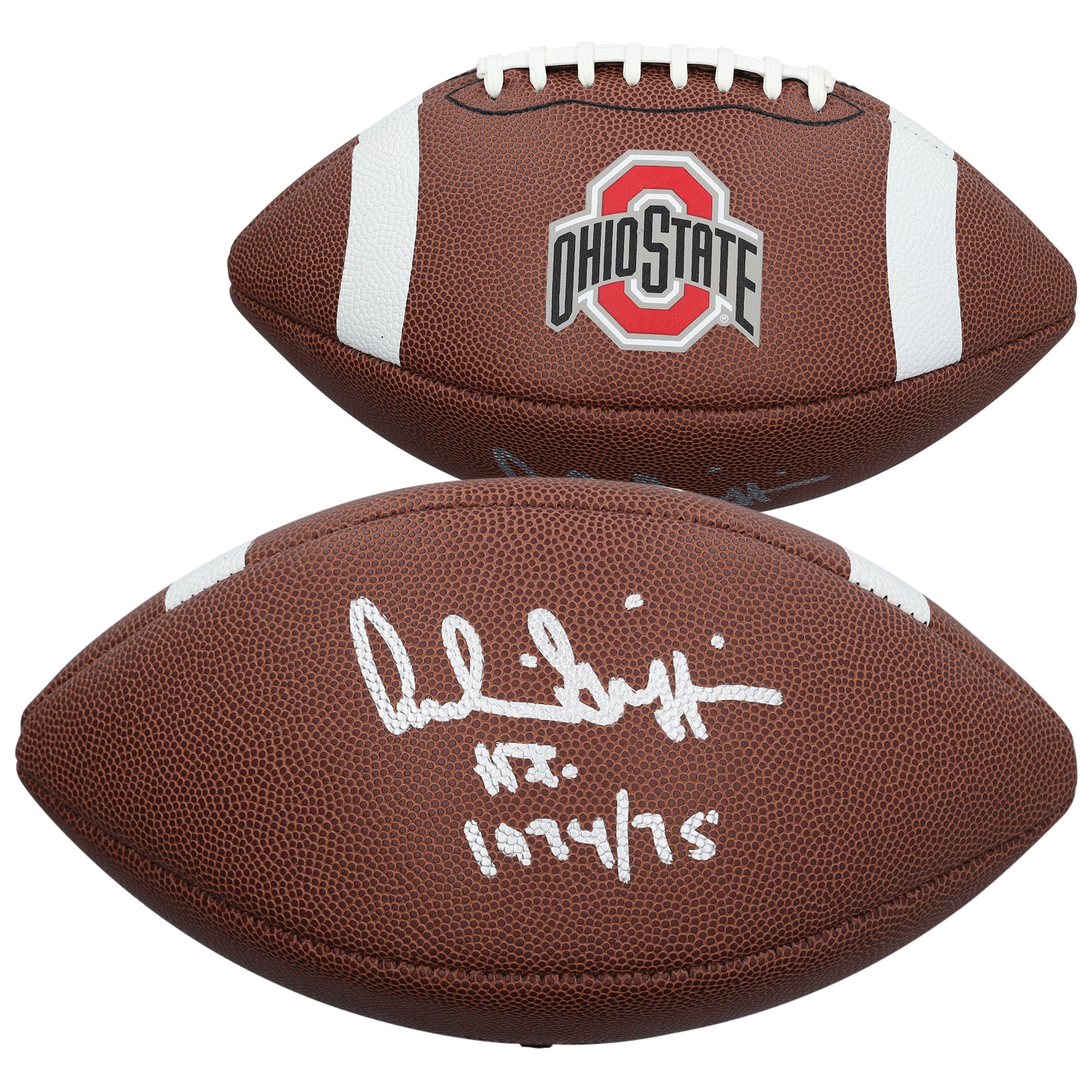 Ballon de football américain réplique Nike autographié par Archie Griffin (Ohio State Buckeyes) avec inscription « HT 74-75 »