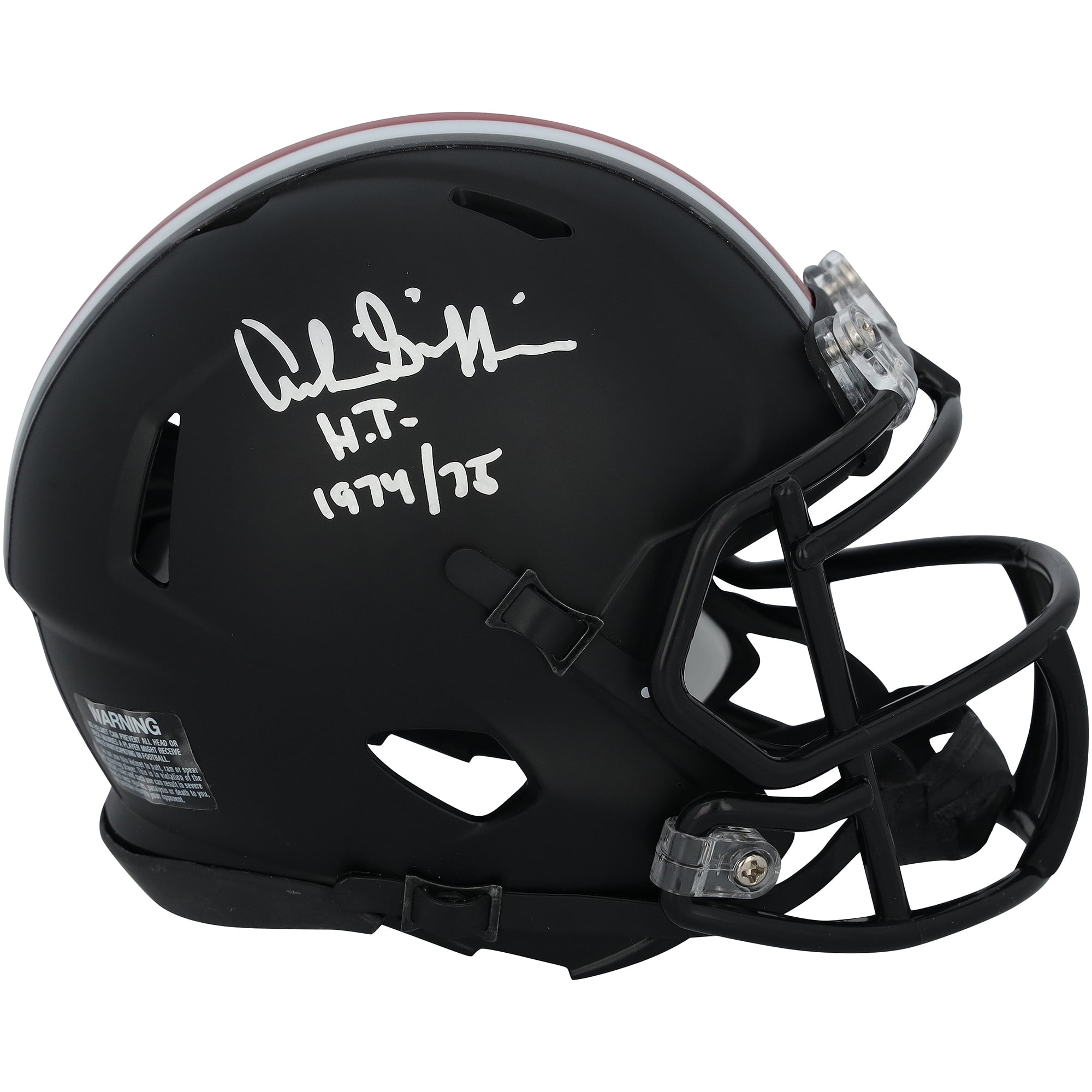 Casque Riddell Speed ​​Mini noir satiné autographié par Archie Griffin (Ohio State Buckeyes) avec inscription « HT 74-75 »