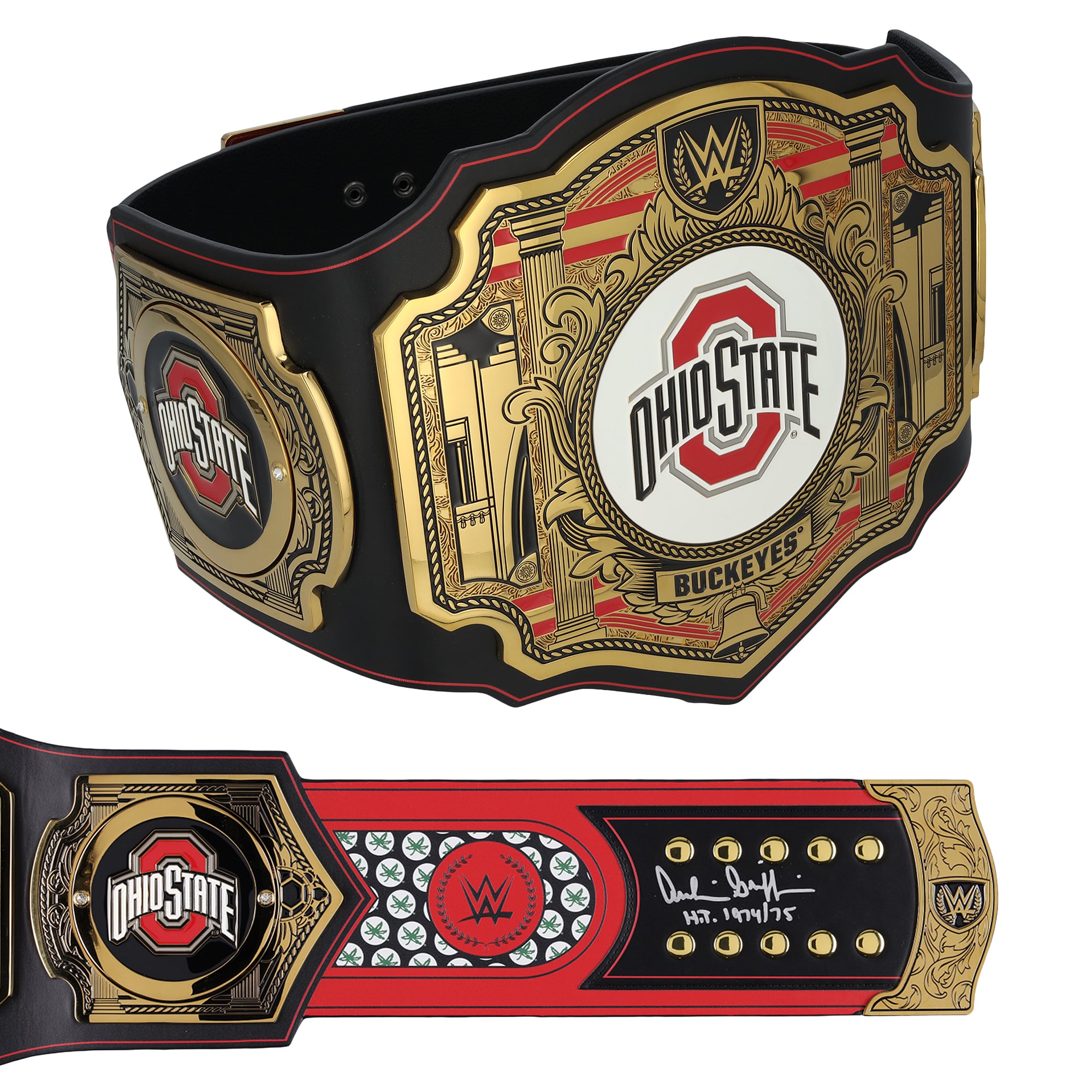 Ceinture de titre WWE autographiée par Archie Griffin (Ohio State Buckeyes) avec inscription « HT 74-75 »