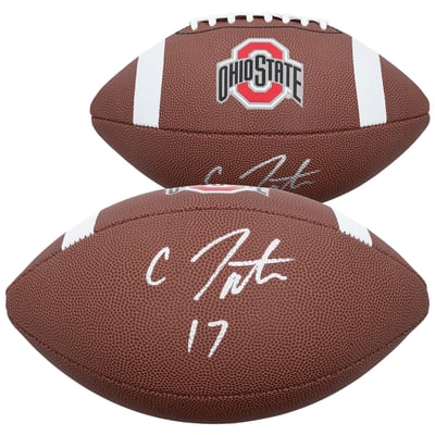Carnell Tate Ohio State Buckeyes Autographed Fanatics Authentic Nike Replica Football