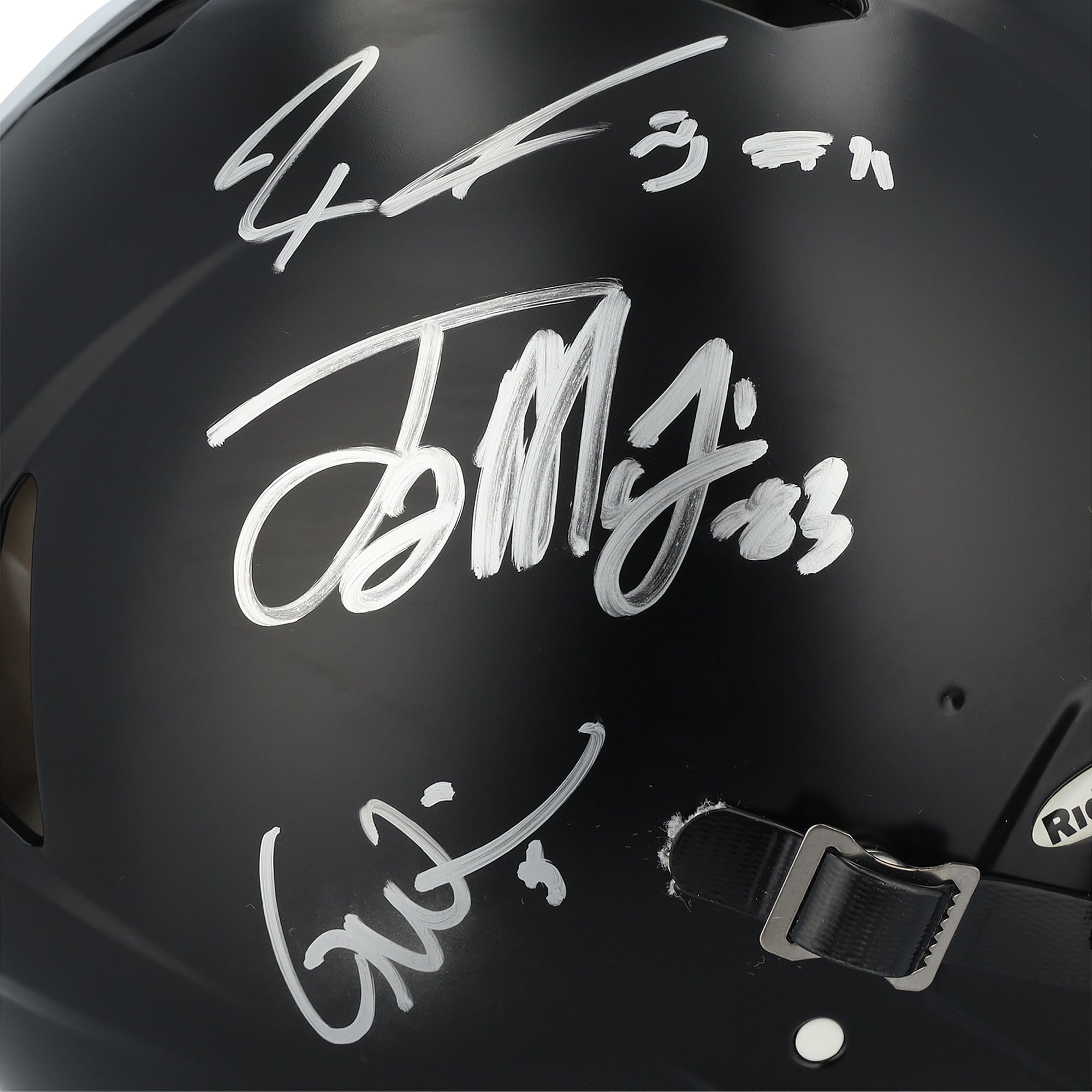 Casque Riddell Black Speed ​​Authentic autographié par Garrett Wilson, Jaxon Smith-Njigba et Terry McLaurin, joueurs des Ohio State Buckeyes.