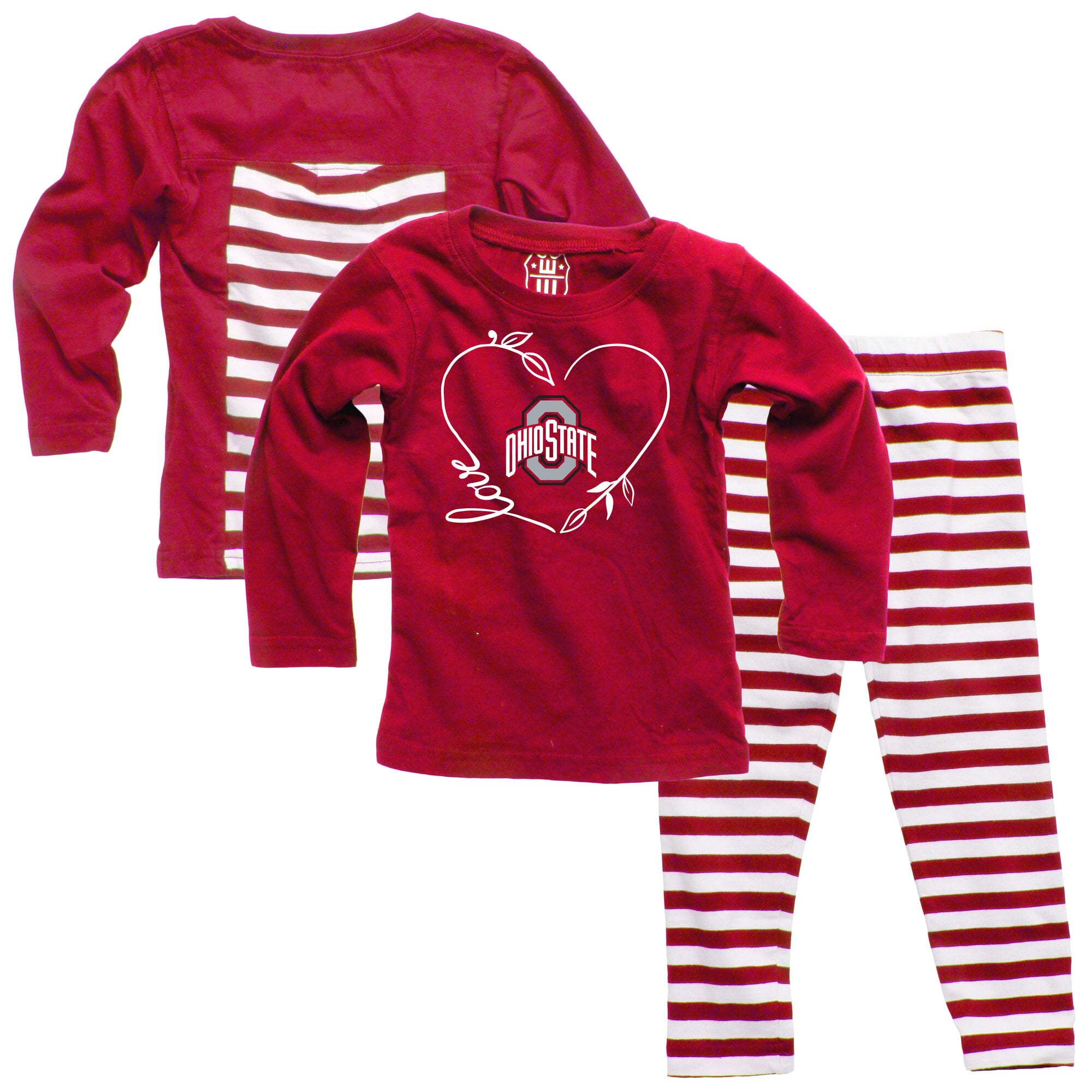 Ensemble haut à manches longues et pantalon Wes & Willy Scarlet Ohio State Buckeyes pour bébé fille