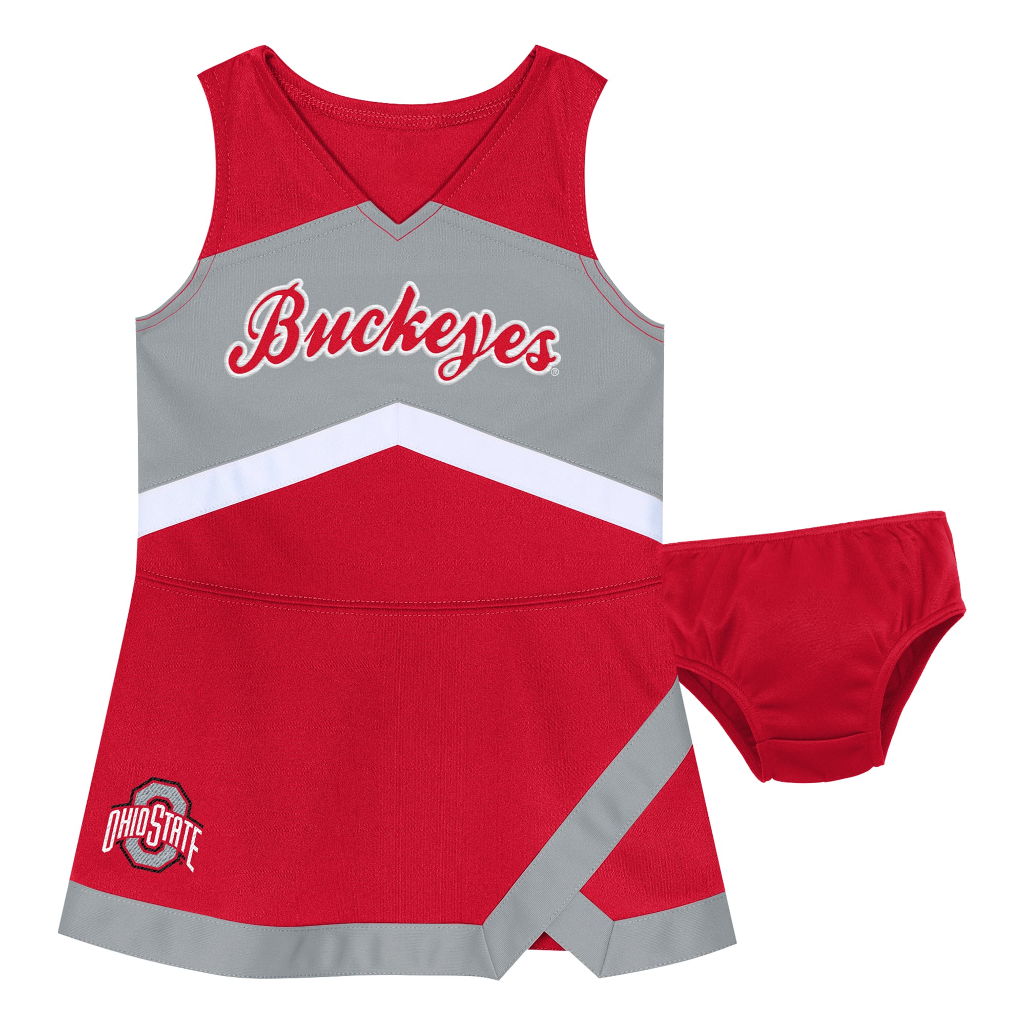 Girls Preschool Outerstuff Scarlet Ohio State Buckeyes Two-Piece Cheer Captain Jumper Dress & Bloomers Set
