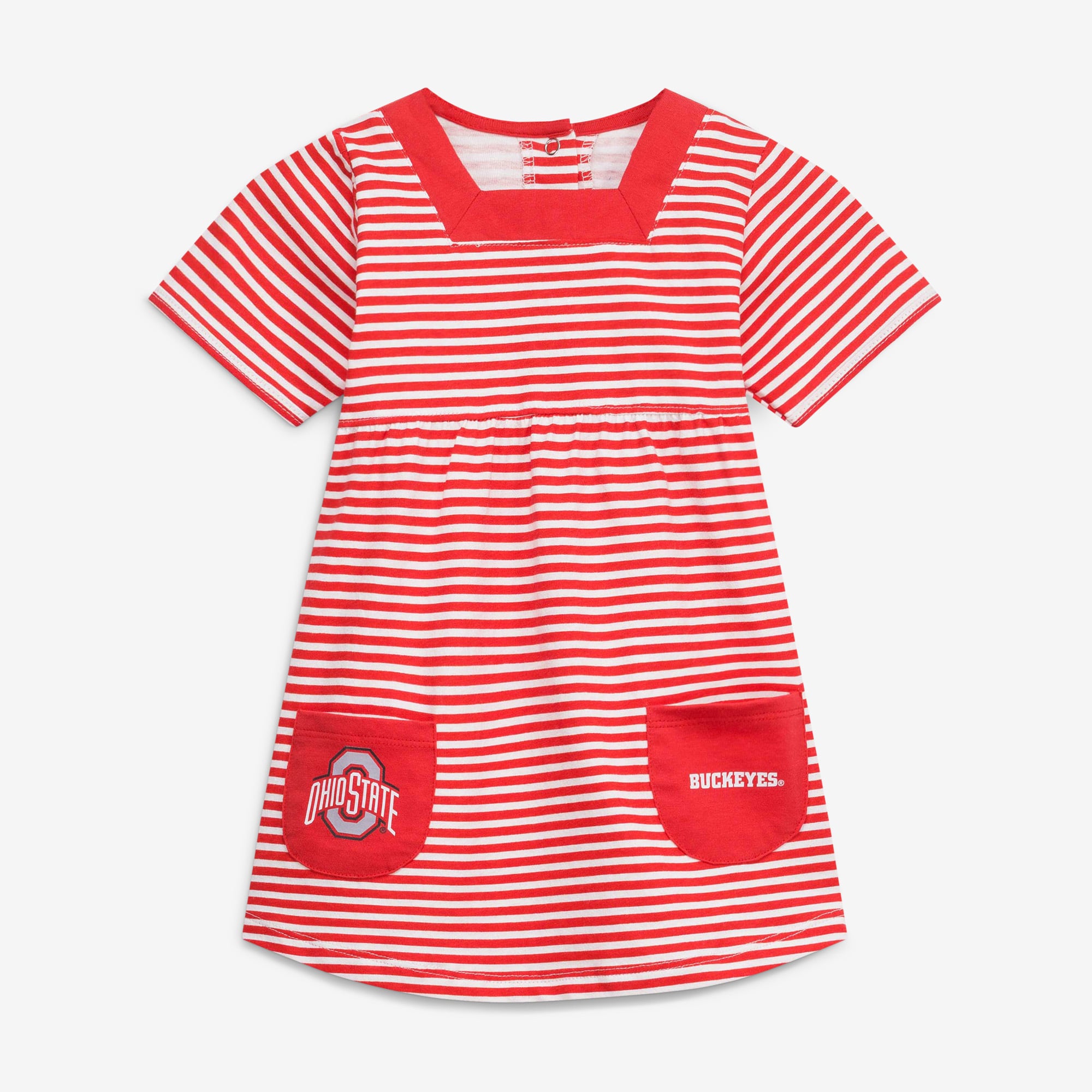 Robe rayée à col carré Little King Scarlet Ohio State Buckeyes pour petites filles
