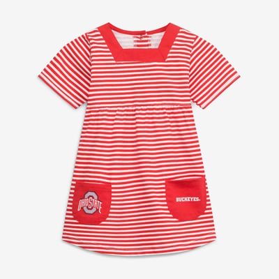 Ohio State Buckeyes Little King Girls Toddler Square Neck Striped Dress - Scarlet