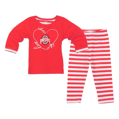  Ohio State Buckeyes Wes & Willy Girls Toddler 2-Piece Long Sleeve Top and Pants Set - Scarlet