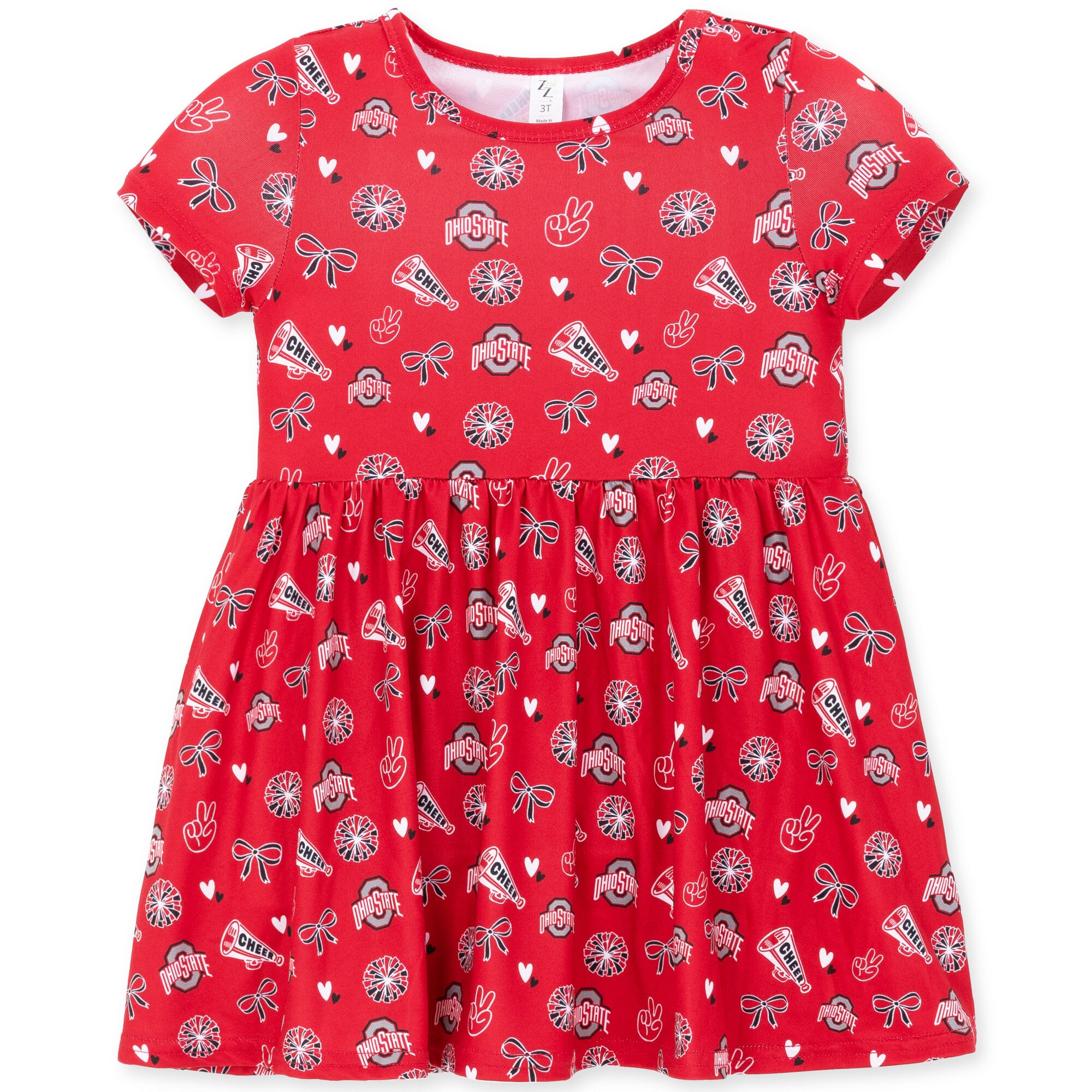 Girls Toddler ZooZatz Scarlet Ohio State Buckeyes All-Over Print Short Sleeve Dress