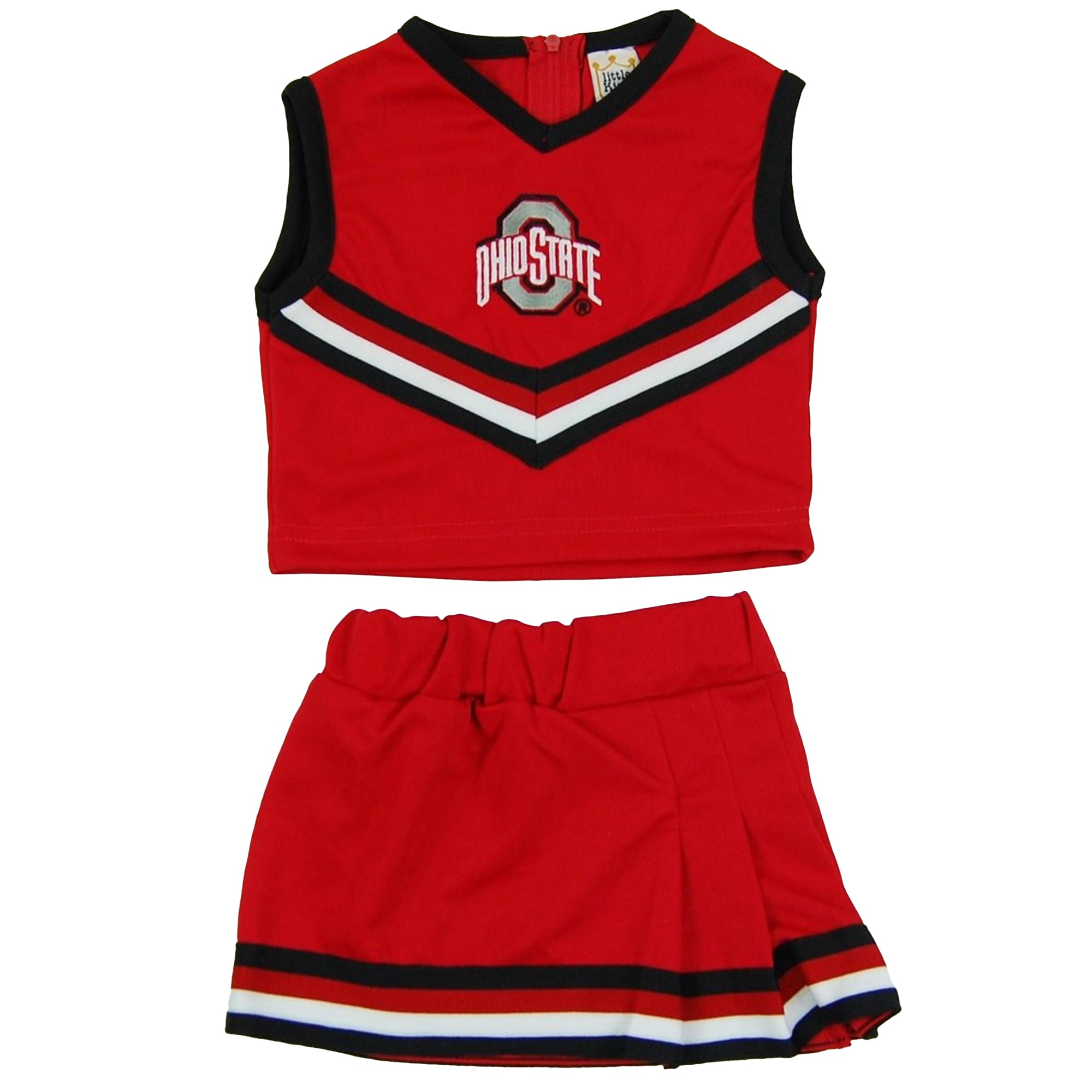 Ensemble de pom-pom girl deux pièces Little King Scarlet Ohio State Buckeyes pour jeunes filles