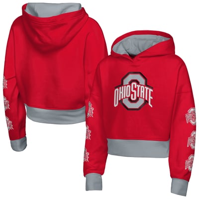 Ohio State Buckeyes Outerstuff Girls Youth Fair Catch Poly Fleece Hoodie - Scarlet