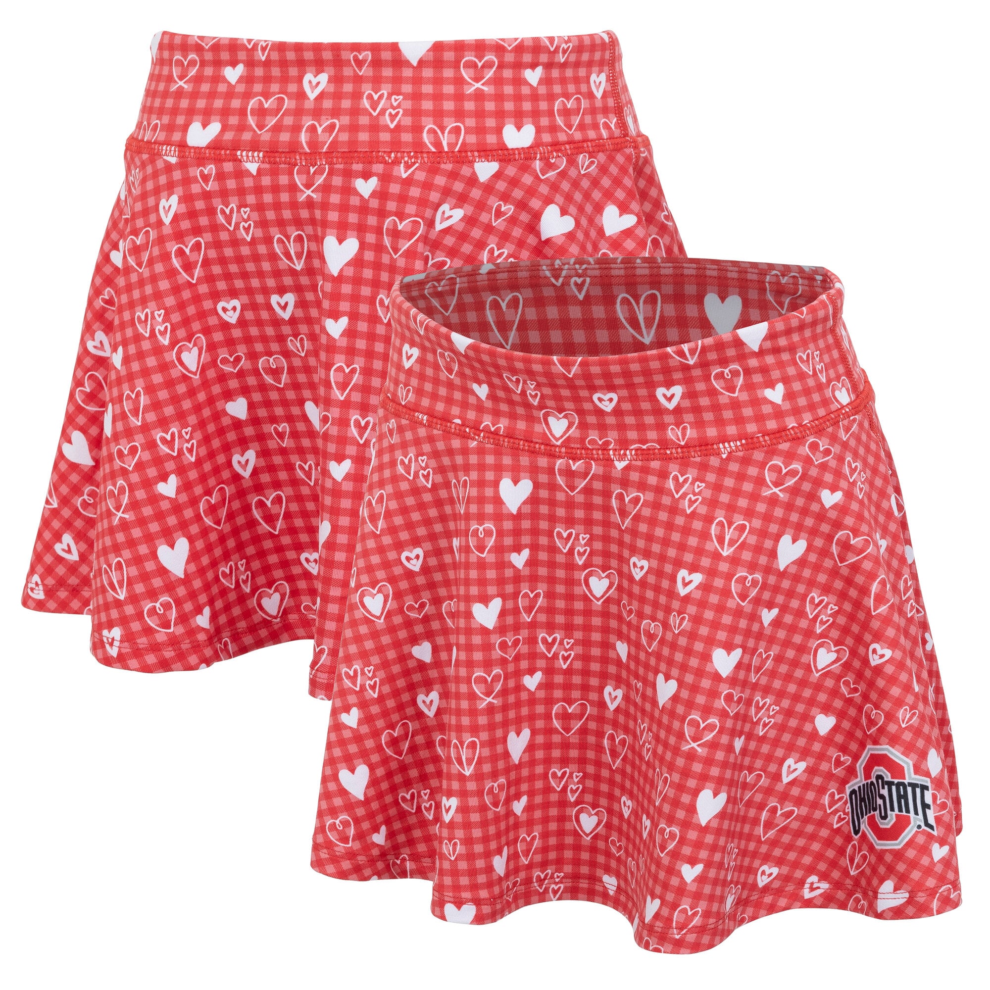Girls Youth ZooZatz Scarlet Ohio State Buckeyes Heart Flowy Skort