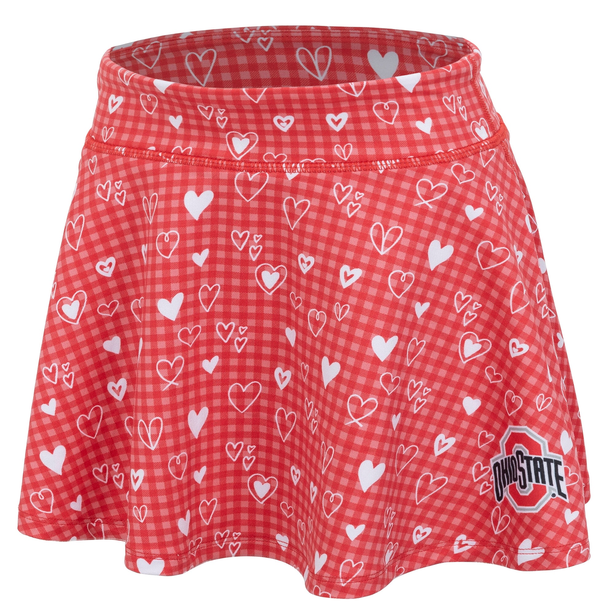 Girls Youth ZooZatz Scarlet Ohio State Buckeyes Heart Flowy Skort