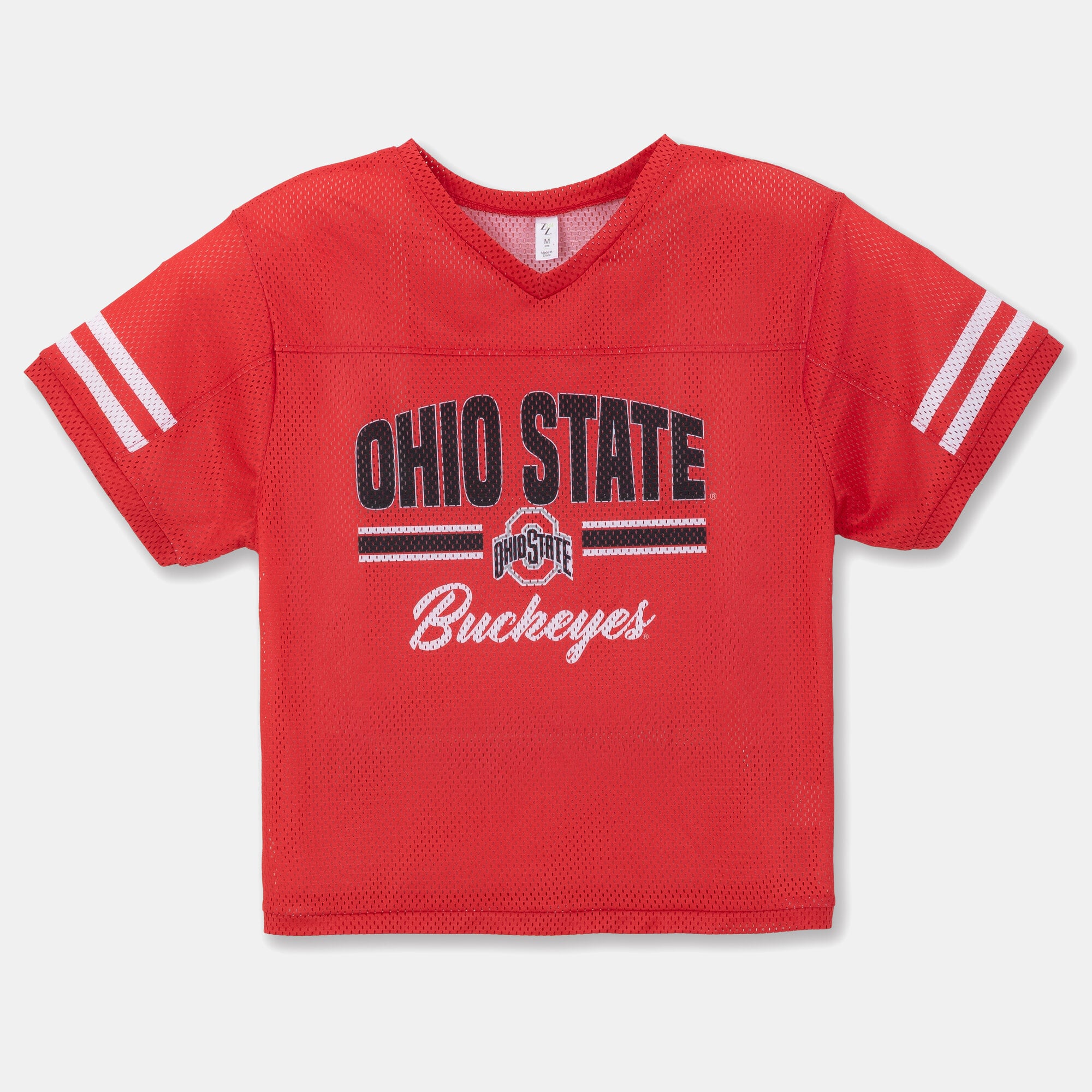 Girls Youth ZooZatz Scarlet Ohio State Buckeyes Mesh Jersey T-Shirt
