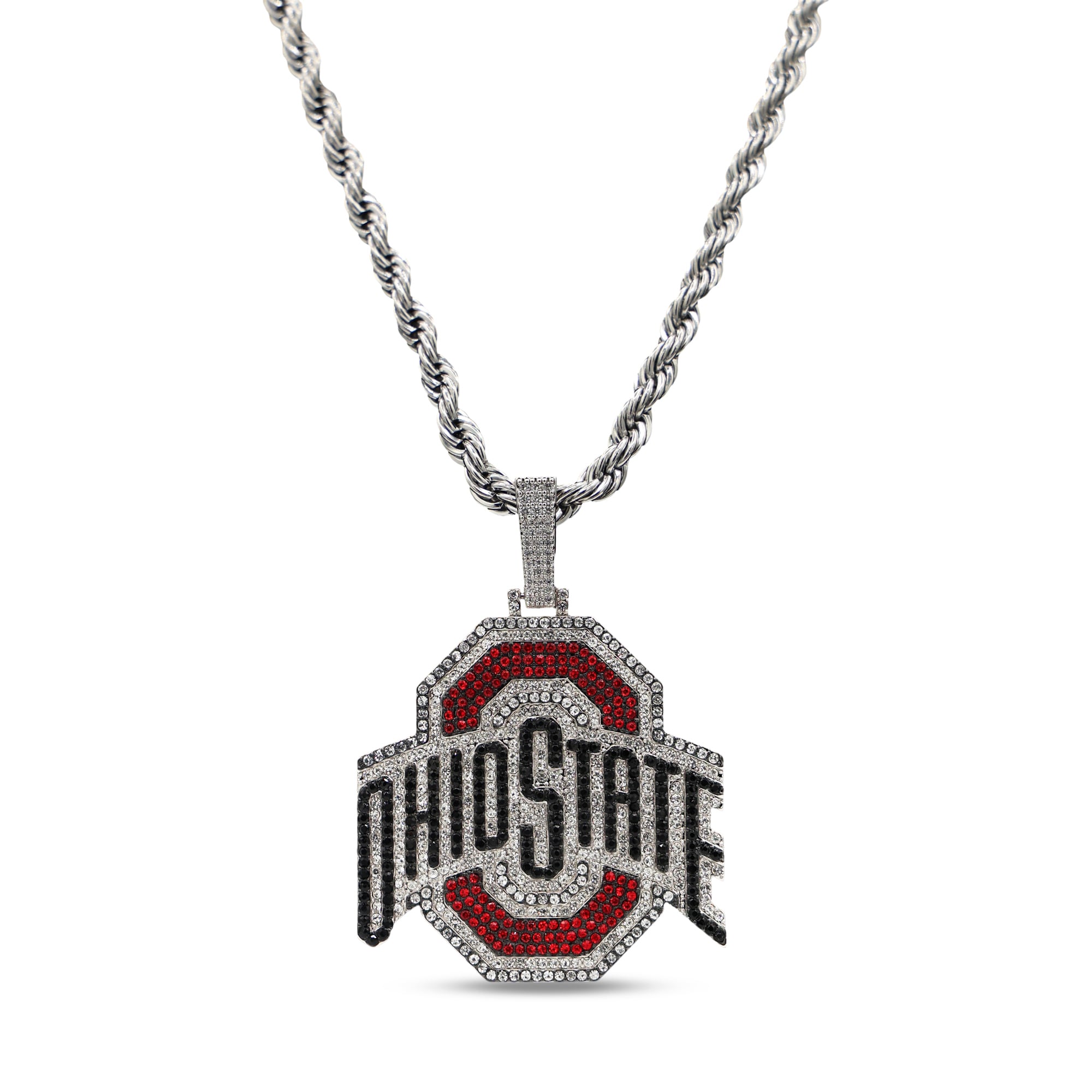 Chain Oh GLD Ohio State Buckeyes 14K White Gold Logo Pendant & 20