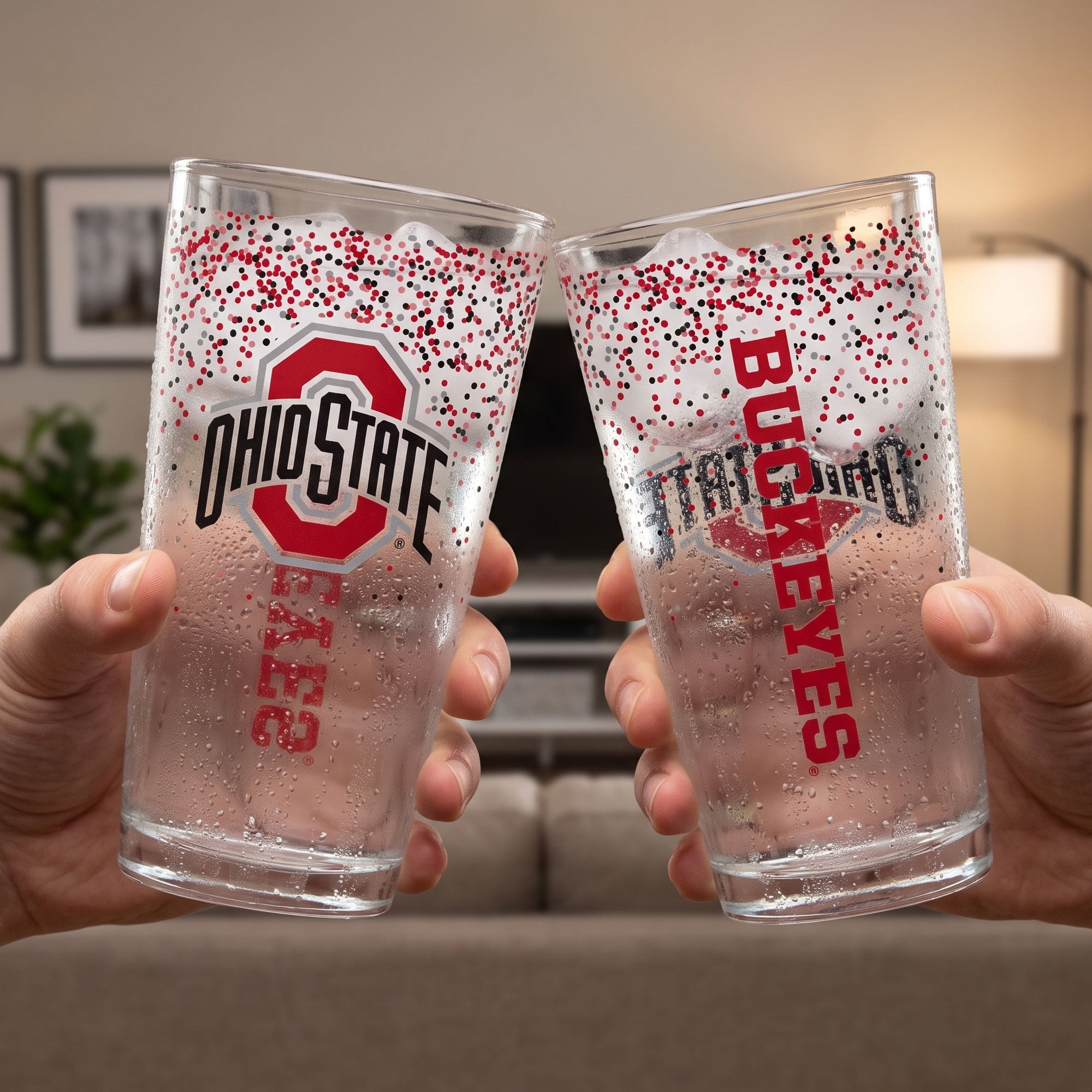 Indigo Falls Ohio State Buckeyes Confetti Pints ​​- Lot de 2