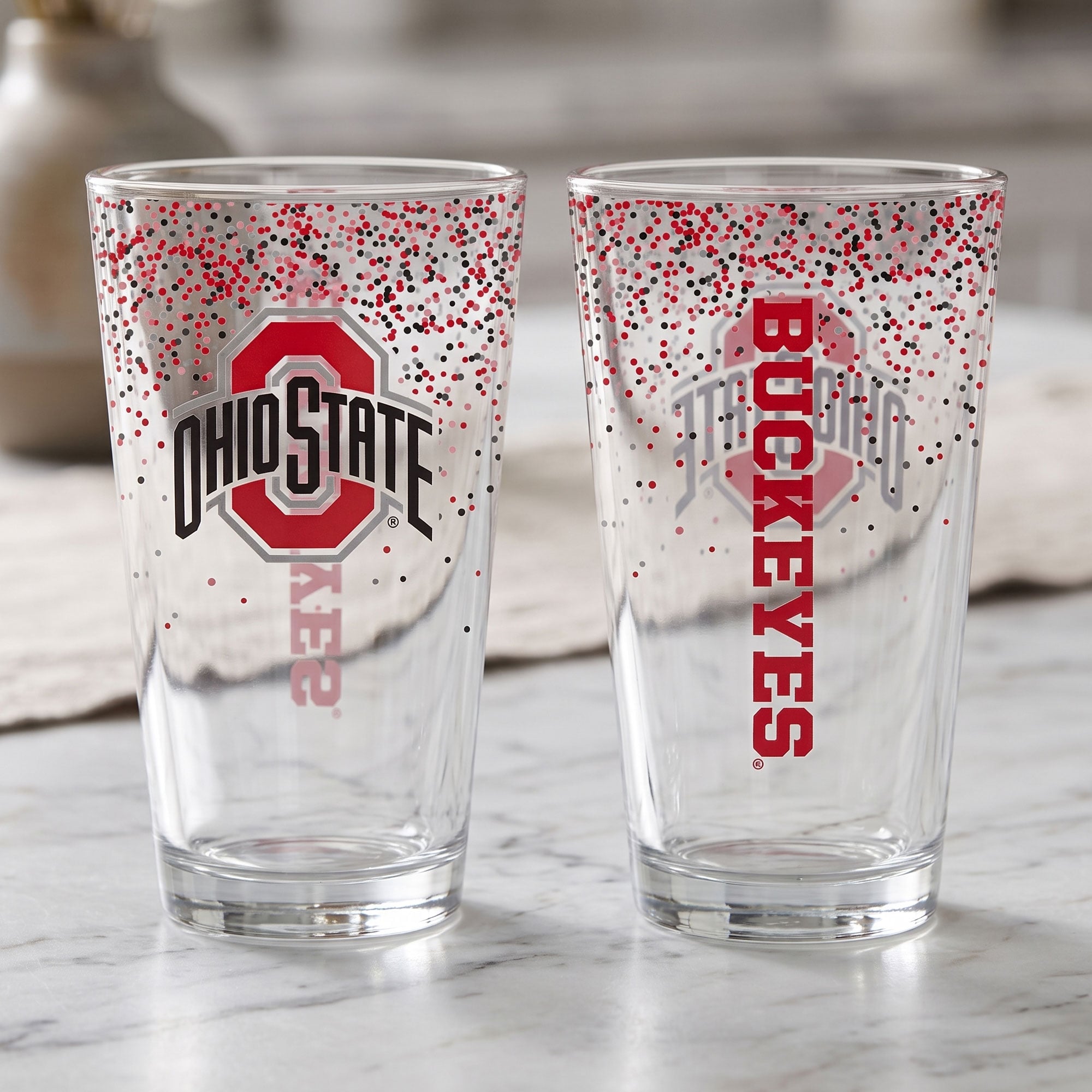 Indigo Falls Ohio State Buckeyes Confetti Pints ​​- Lot de 2