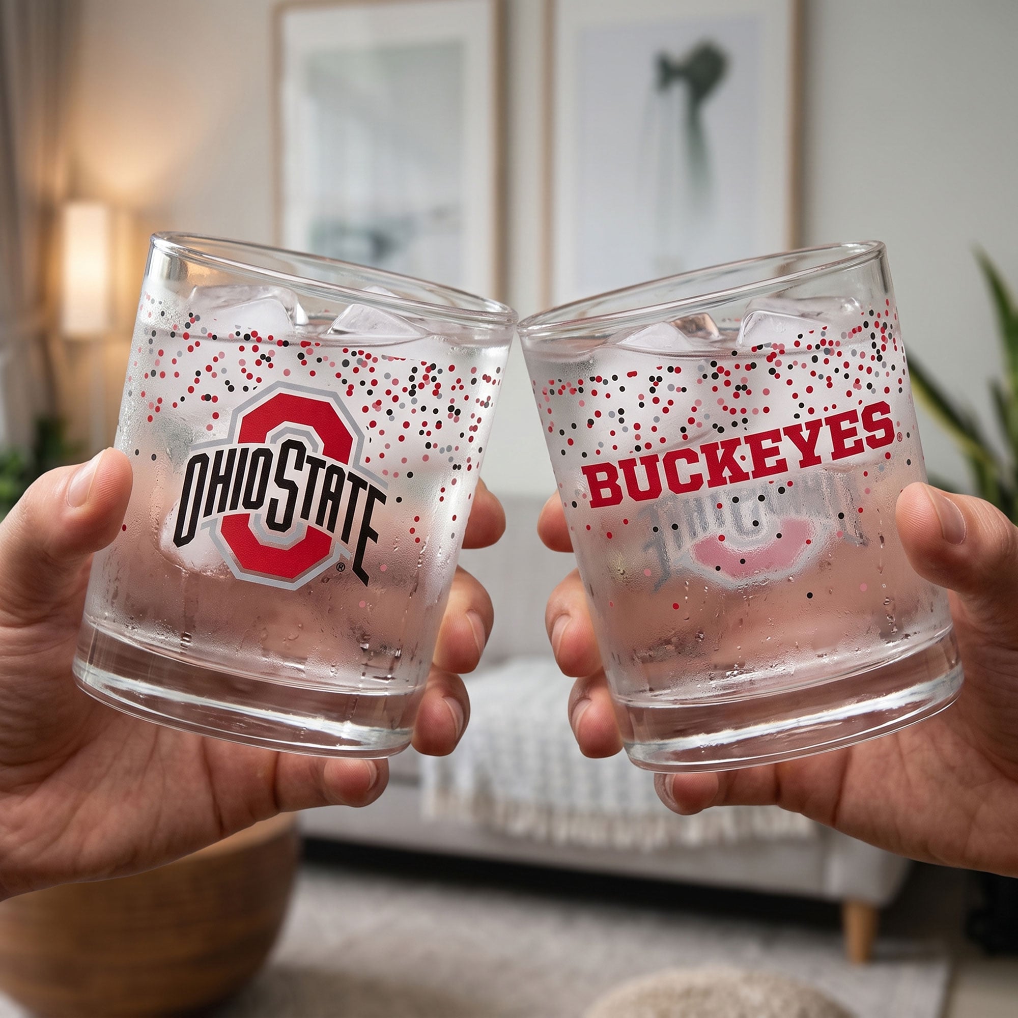 Ensemble de 2 verres à whisky Indigo Falls Ohio State Buckeyes Confetti