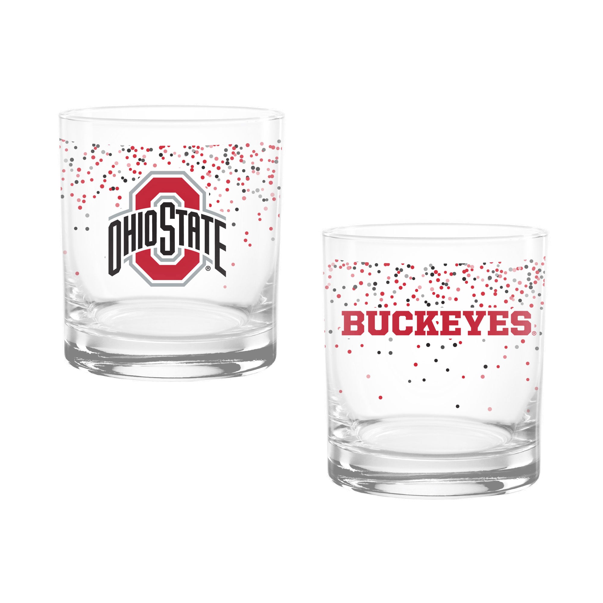 Ensemble de 2 verres à whisky Indigo Falls Ohio State Buckeyes Confetti