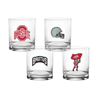  Ohio State Buckeyes Indigo Falls Core 4-Pack Collectors 14oz. Rocks Glass Set