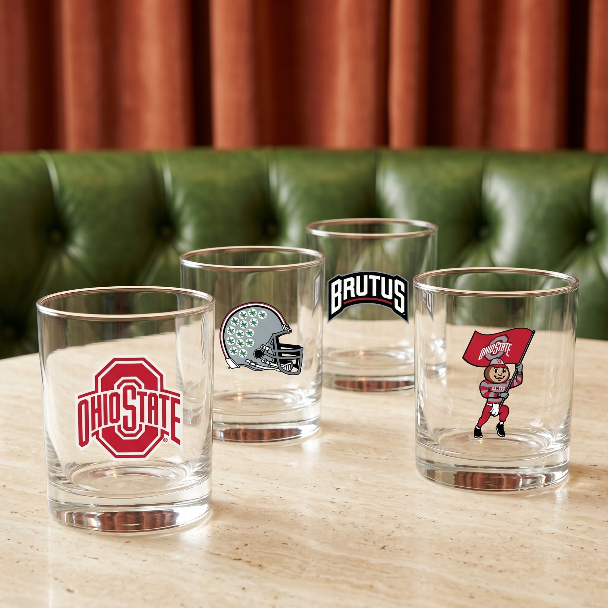Coffret de 4 verres à whisky de collection Indigo Falls Ohio State Buckeyes