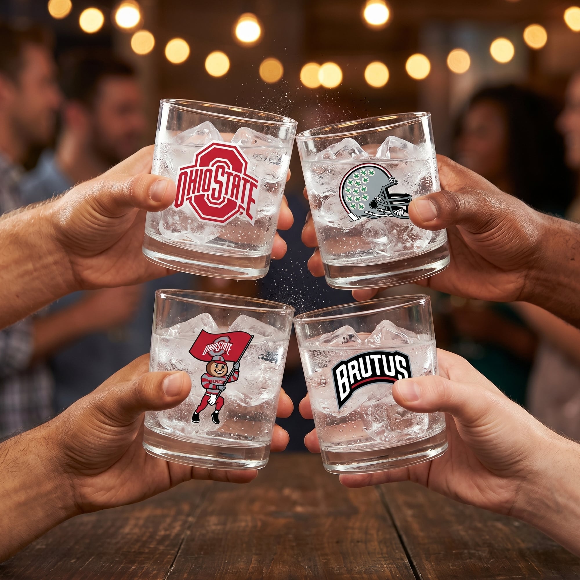 Coffret de 4 verres à whisky de collection Indigo Falls Ohio State Buckeyes