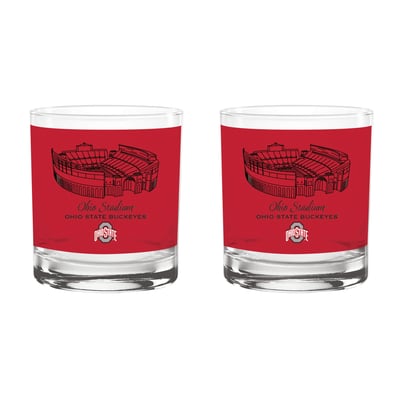  Ohio State Buckeyes Indigo Falls Core Stadium Two-Piece 14oz. Rocks Glass Set
