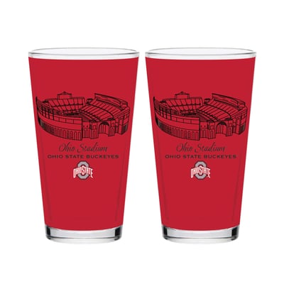  Ohio State Buckeyes Indigo Falls Core Stadium Two-Piece 16oz. Pint Glass Set