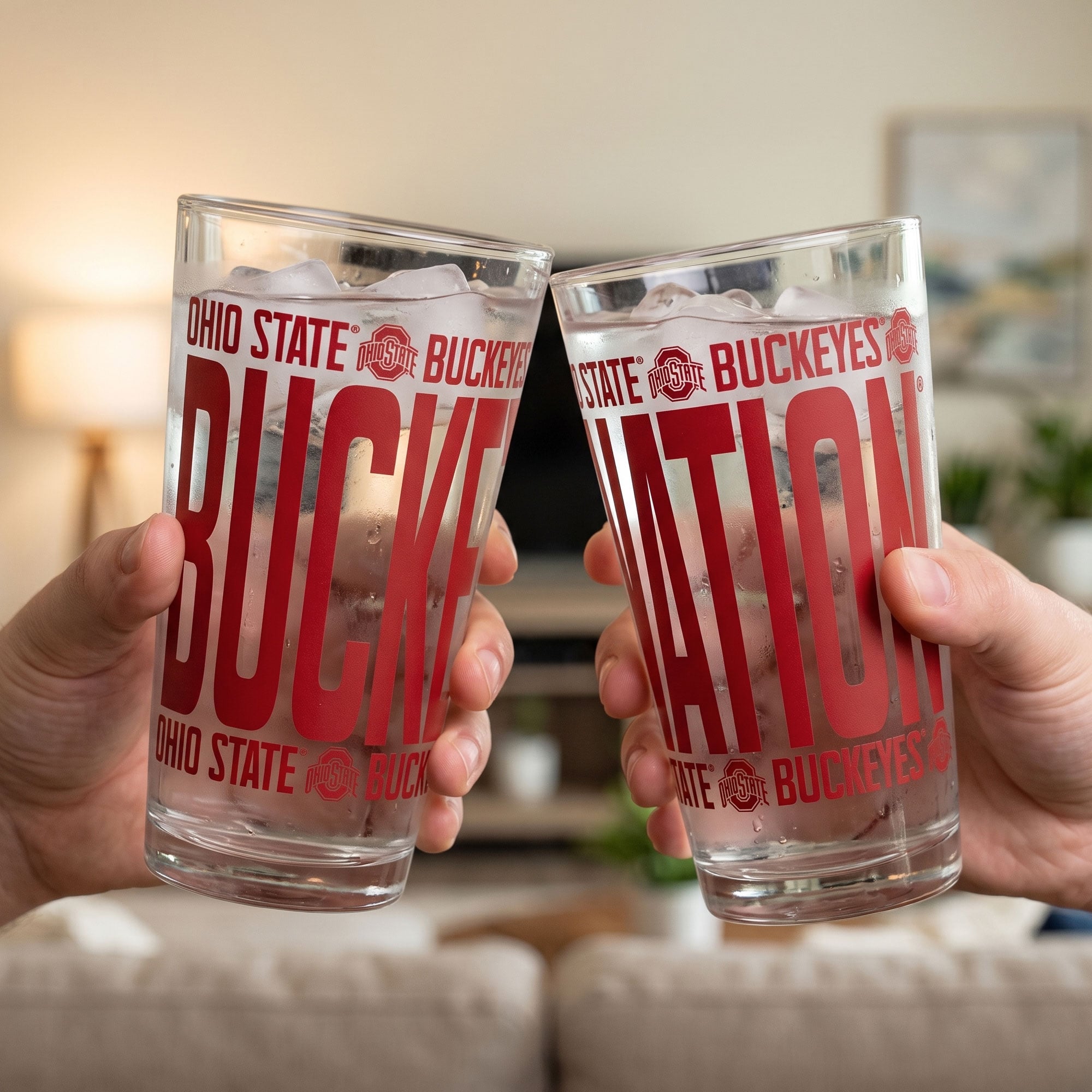 Ensemble de 2 verres à bière surélevés Indigo Falls Ohio State Buckeyes